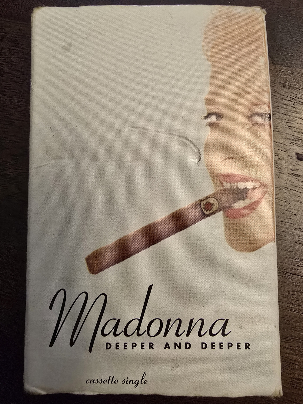 Madonna "Deeper and Deeper" Cassette Single Cover - Blonde with Cigar Artwork